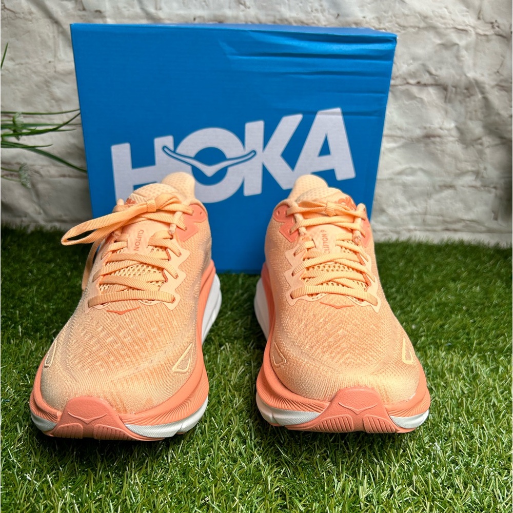 Hoka Clifton 9 Cantaloupe / White women size 10 new with box - Picture 7 of 17